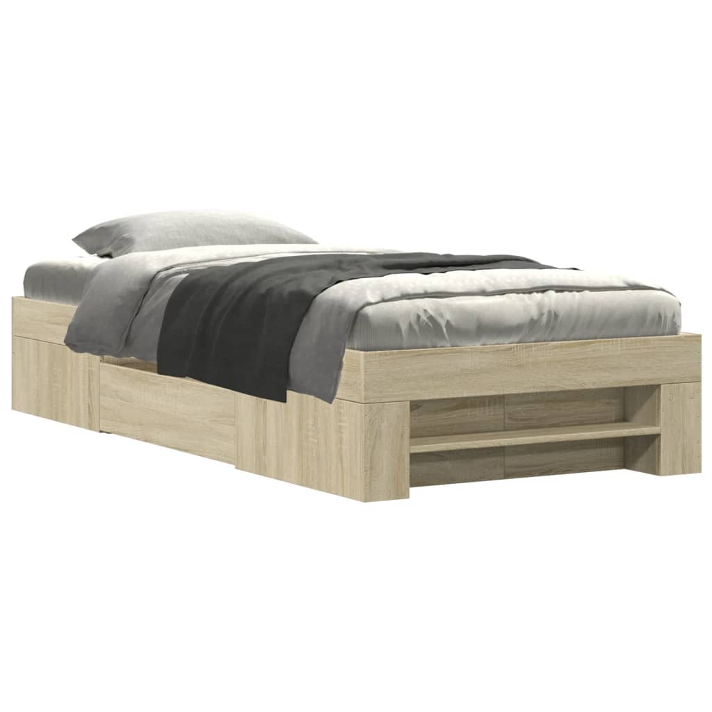 sengeramme 90x190 cm uden madras konstrueret træ sonoma-eg