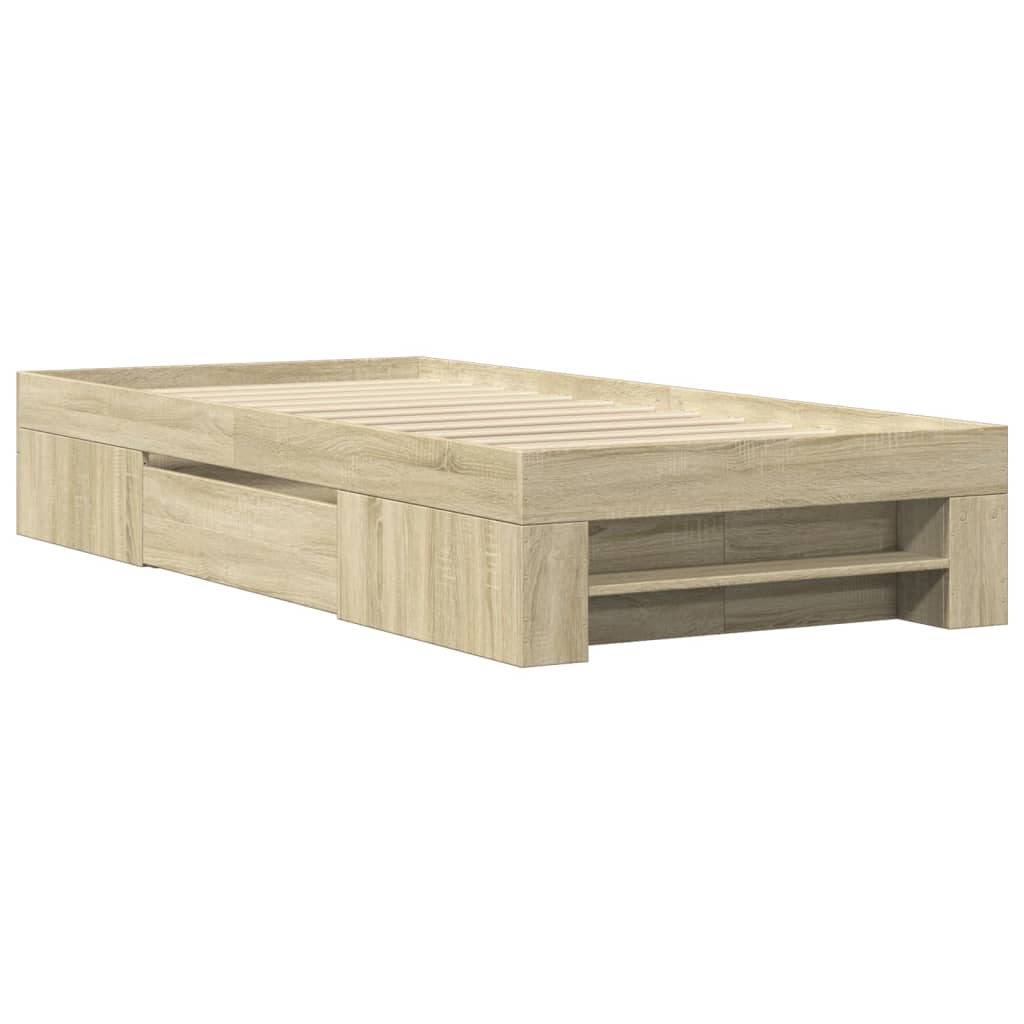 sengeramme 90x190 cm uden madras konstrueret træ sonoma-eg