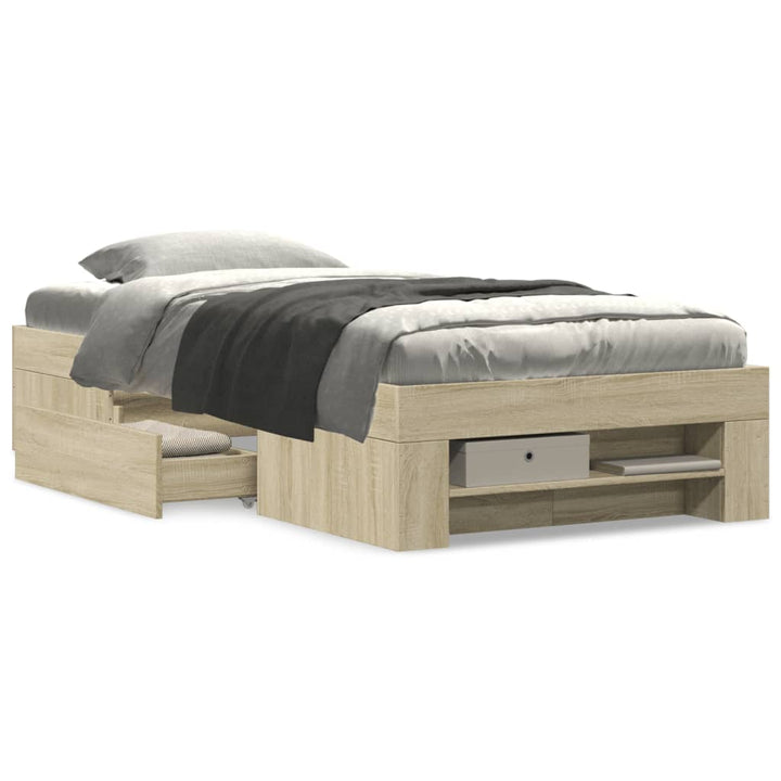 sengeramme 90x190 cm uden madras konstrueret træ sonoma-eg