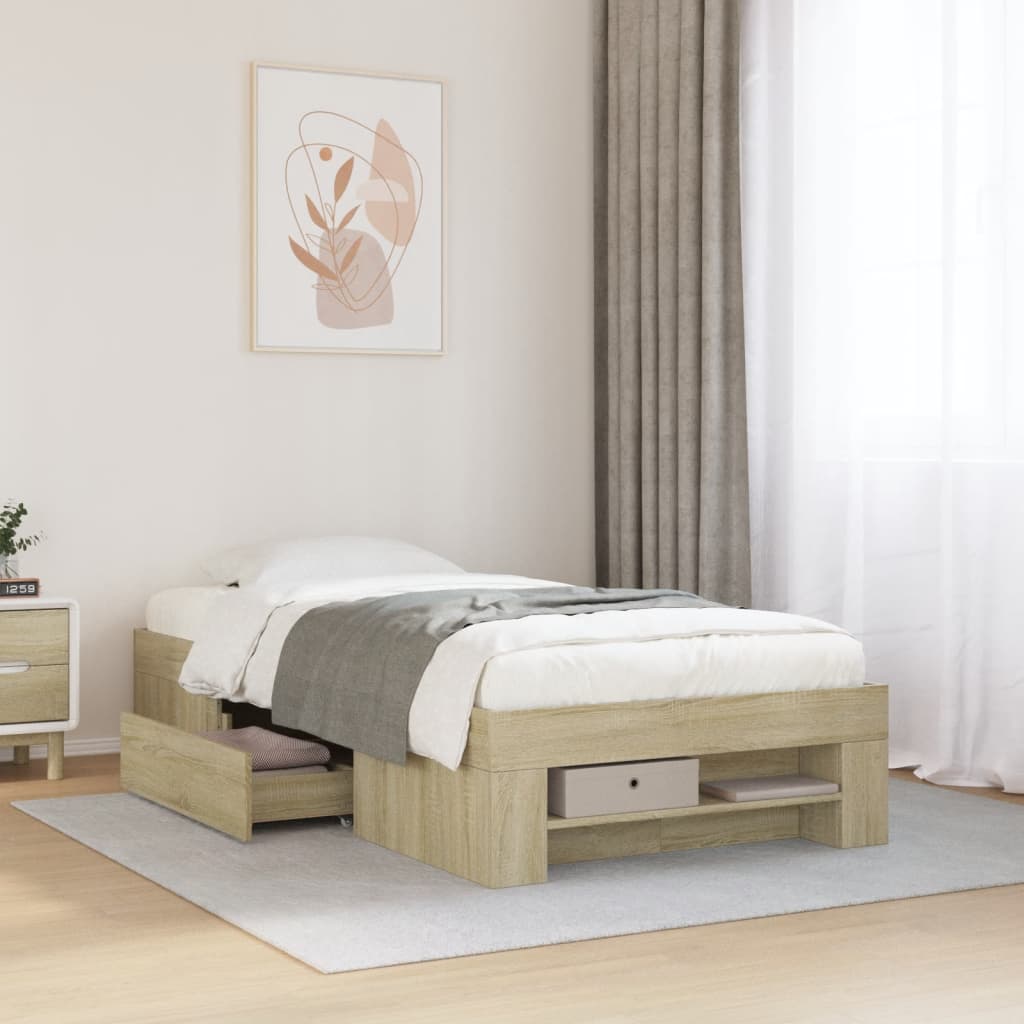 sengeramme 90x190 cm uden madras konstrueret træ sonoma-eg