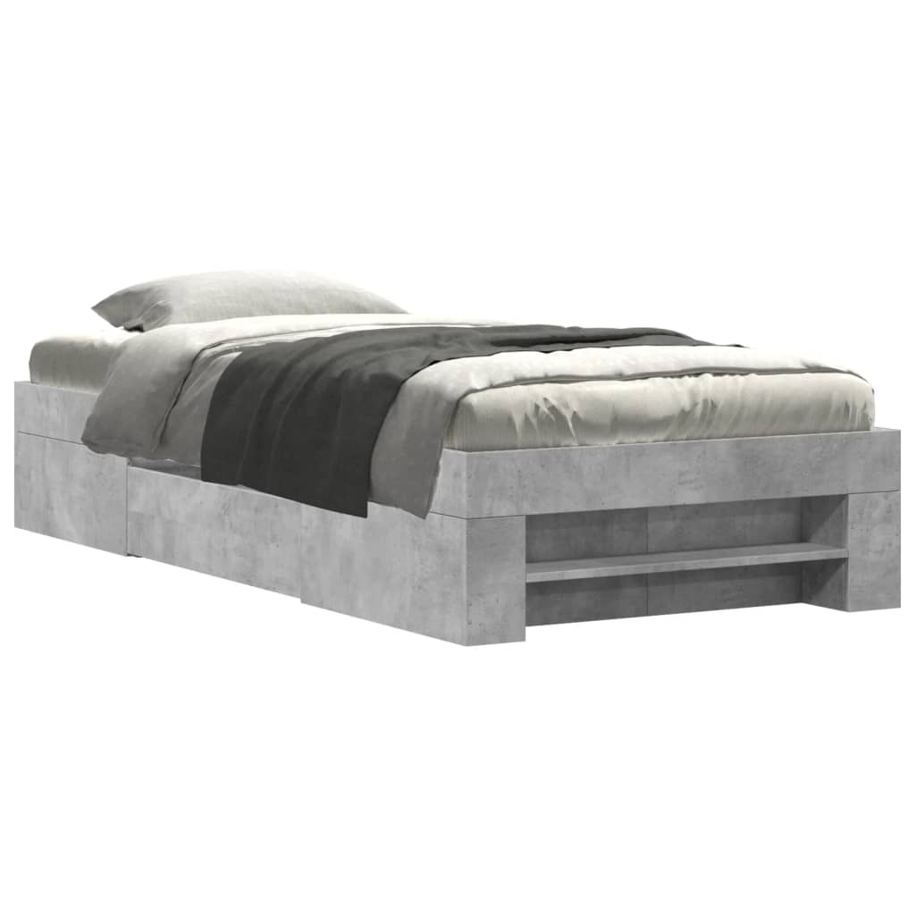 sengeramme 90x190 cm konstrueret træ betongrå