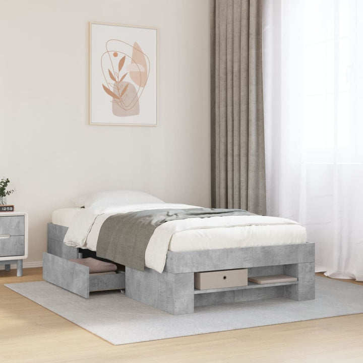 sengeramme 90x190 cm konstrueret træ betongrå