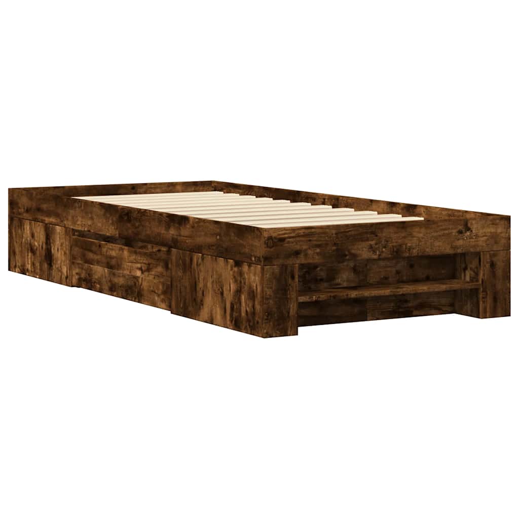 sengeramme 90x190 cm uden madras konstrueret træ røget eg