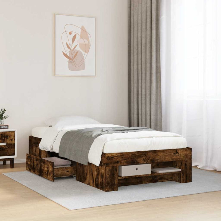 sengeramme 90x190 cm uden madras konstrueret træ røget eg