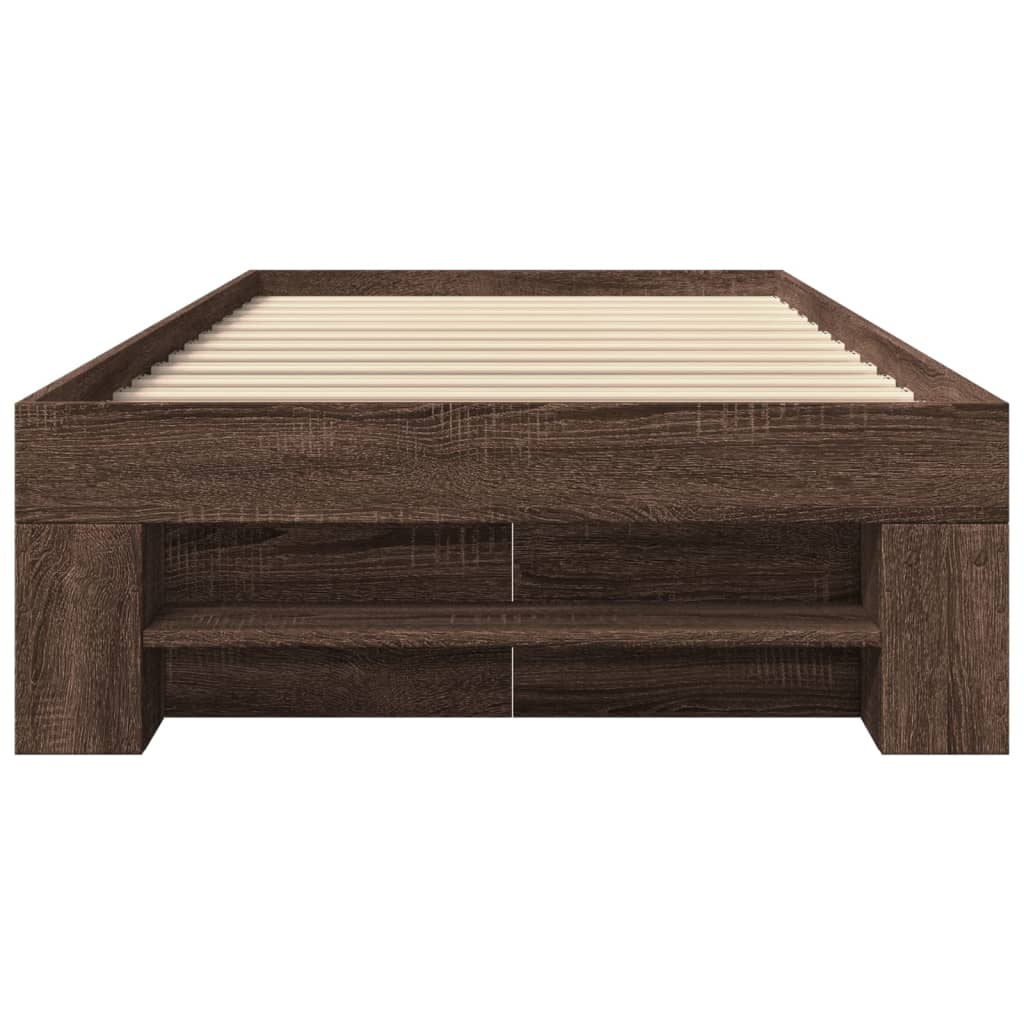 sengeramme 90x190 cm uden madras konstrueret træ brunt eg