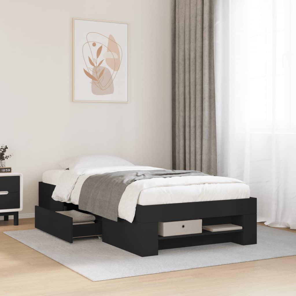 sengeramme 75x190 cm konstrueret træ sort