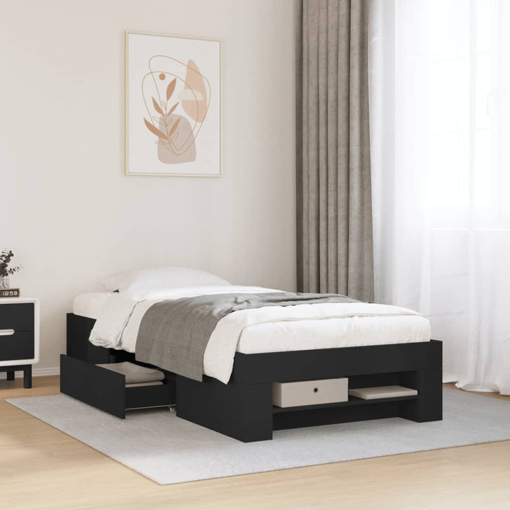 sengeramme 75x190 cm konstrueret træ sort