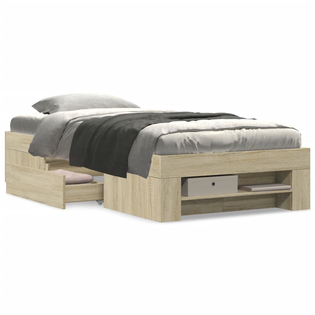 sengeramme 75x190 cm uden madras konstrueret træ sonoma-eg
