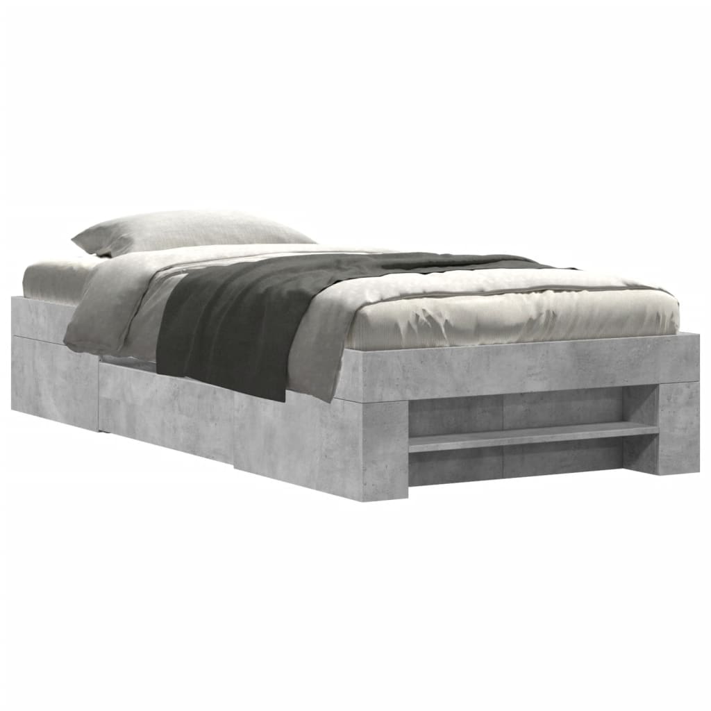 sengeramme 75x190 cm konstrueret træ betongrå