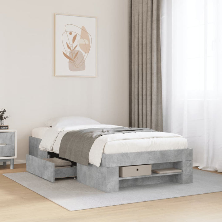 sengeramme 75x190 cm konstrueret træ betongrå