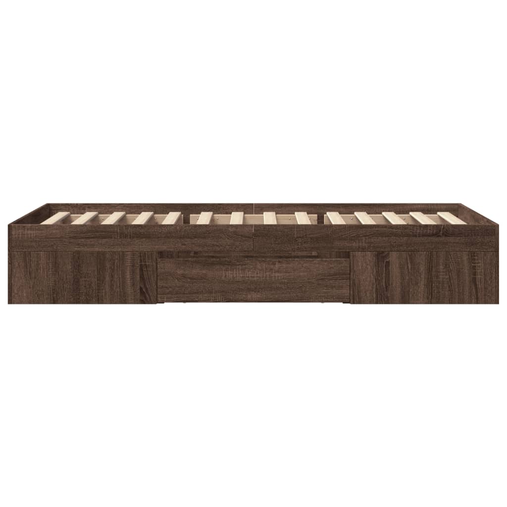 sengeramme 75x190 cm uden madras konstrueret træ brunt eg
