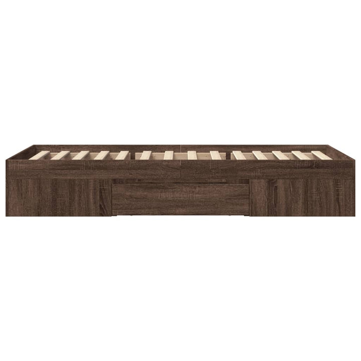 sengeramme 75x190 cm uden madras konstrueret træ brunt eg