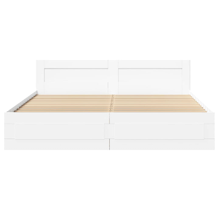 Sengeramme med hovedgærde uden madras Hvid 200x200 cm