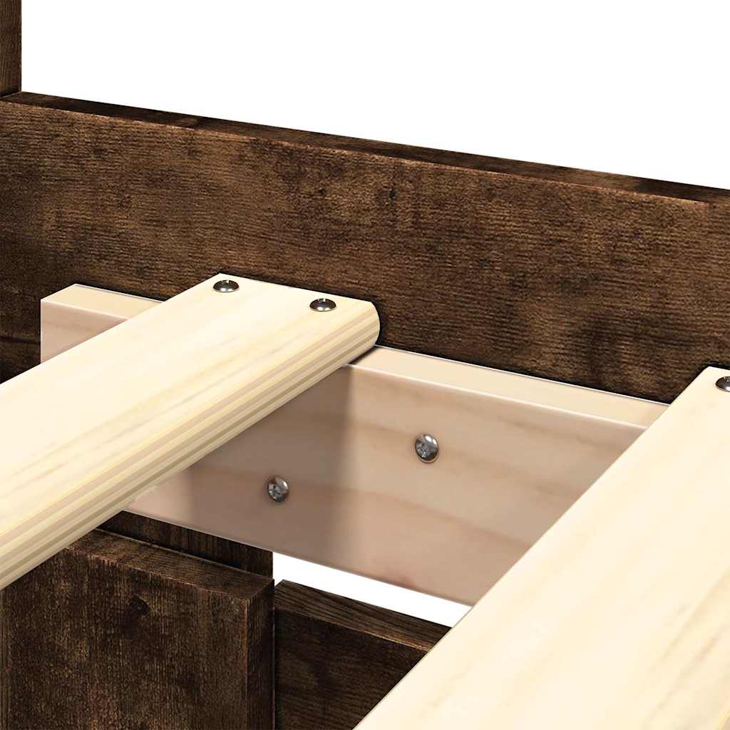 sengeramme med sengegavl 200x200 cm konstrueret træ røget eg