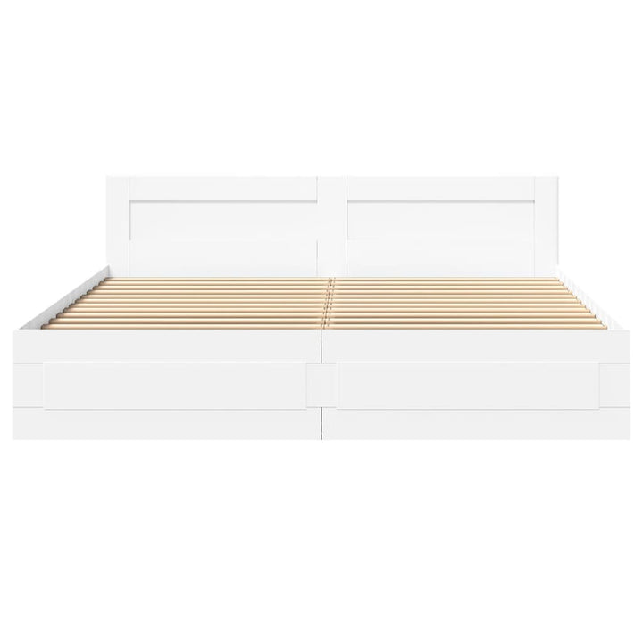 Sengeramme med hovedgærde uden madras Hvid 180x200 cm