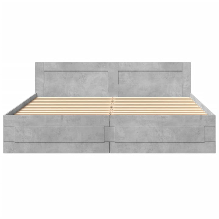 sengeramme med sengegavl 180x200 cm konstrueret træ betongrå