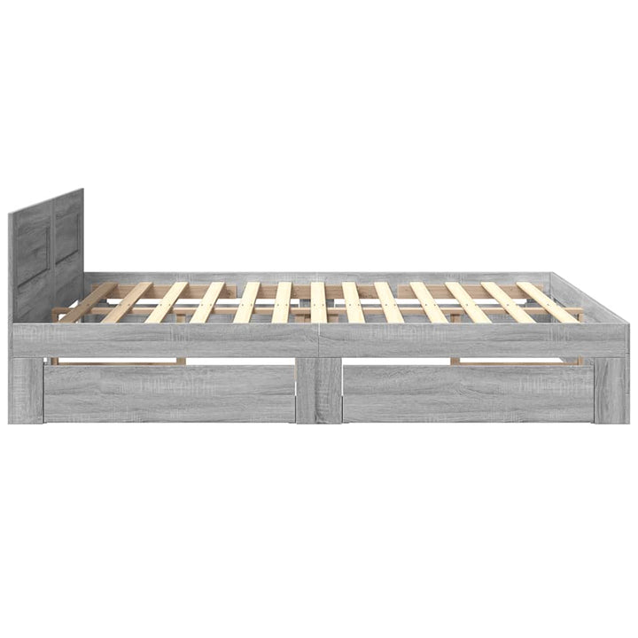 sengeramme med sengegavl 180x200 cm konstrueret træ grå sonoma