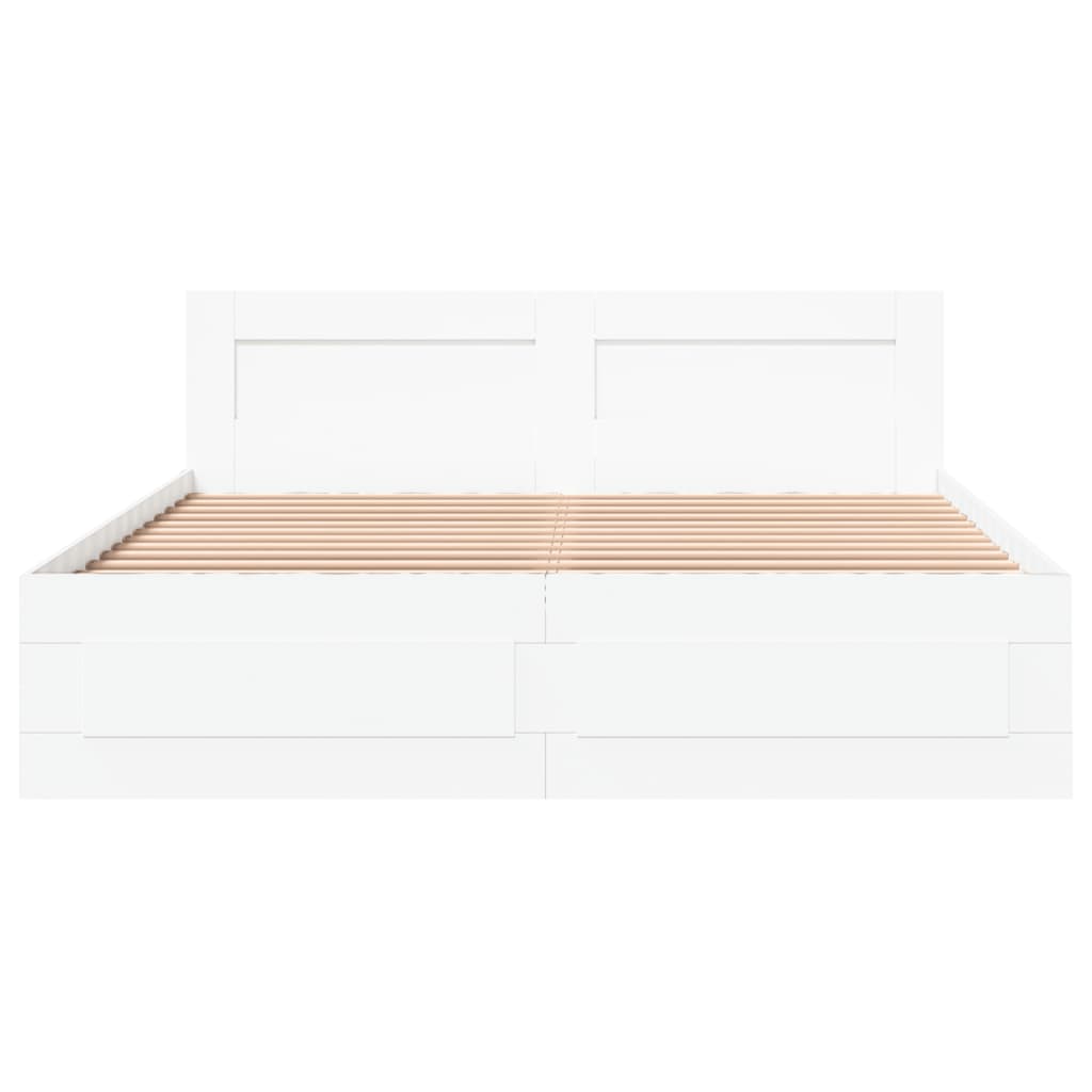 Sengeramme med hovedgærde uden madras Hvid 160x200 cm