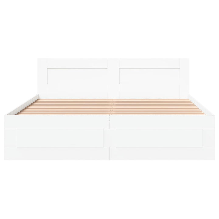 Sengeramme med hovedgærde uden madras Hvid 160x200 cm