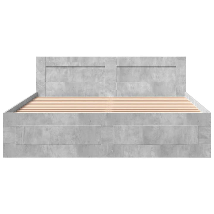 sengeramme med sengegavl 160x200 cm konstrueret træ betongrå