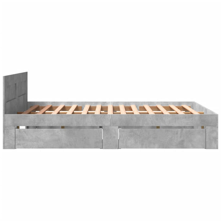 sengeramme med sengegavl 160x200 cm konstrueret træ betongrå