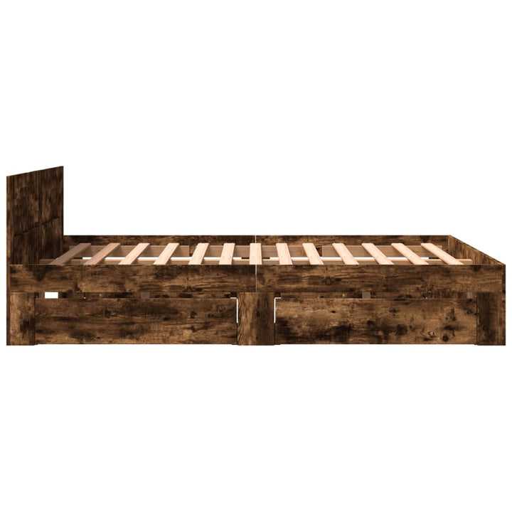 sengeramme med sengegavl 160x200 cm konstrueret træ røget eg