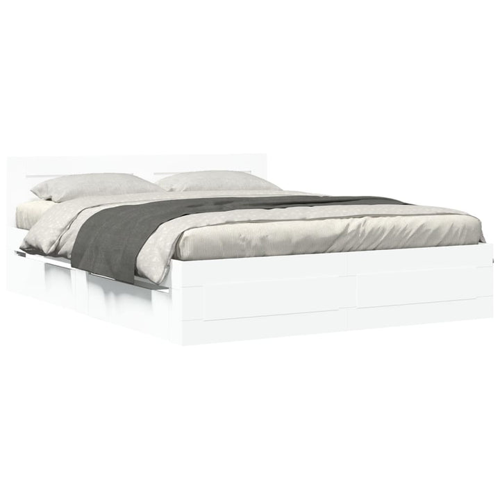 sengeramme med sengegavl 150x200 cm konstrueret træ hvid