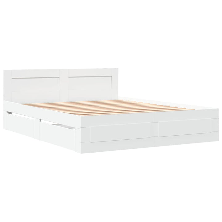 sengeramme med sengegavl 150x200 cm konstrueret træ hvid