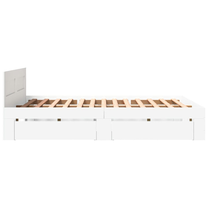 sengeramme med sengegavl 150x200 cm konstrueret træ hvid