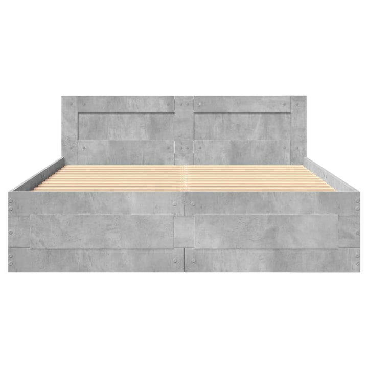 sengeramme med sengegavl 140x200 cm konstrueret træ betongrå