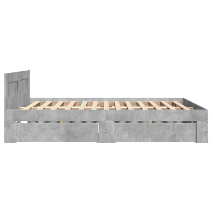 sengeramme med sengegavl 140x200 cm konstrueret træ betongrå