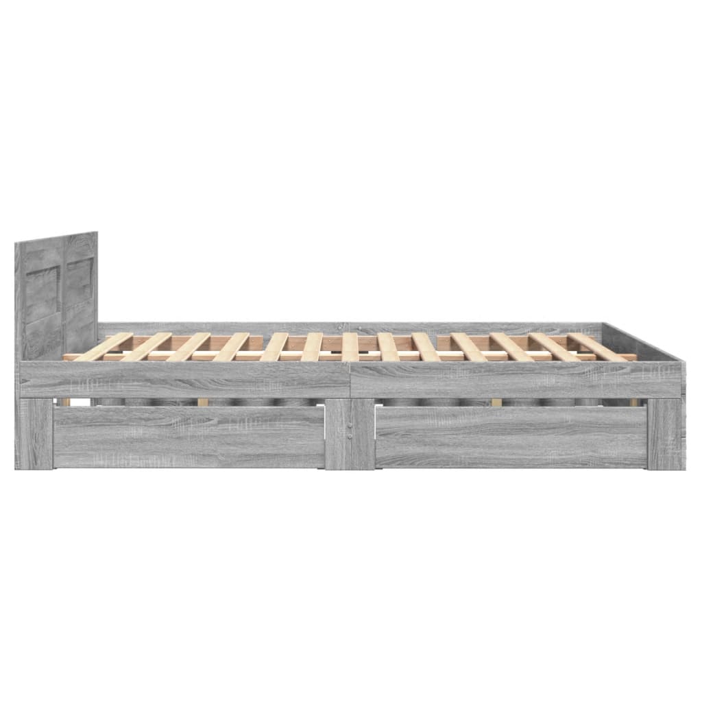 sengeramme med sengegavl 140x200 cm konstrueret træ grå sonoma