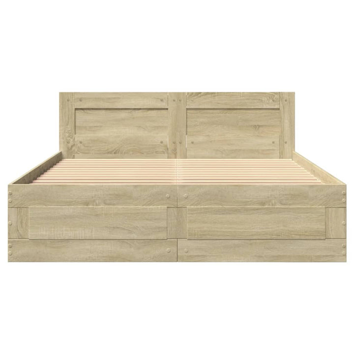 sengeramme med sengegavl 120x200 cm konstrueret træ sonoma-eg