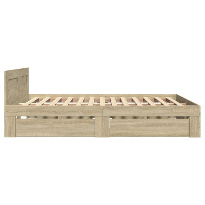 sengeramme med sengegavl 120x200 cm konstrueret træ sonoma-eg