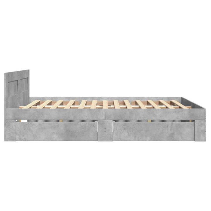 sengeramme med sengegavl 120x200 cm konstrueret træ betongrå