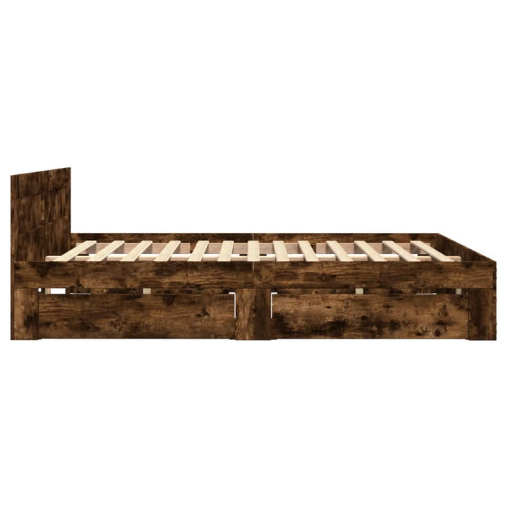 sengeramme med sengegavl 120x200 cm konstrueret træ røget eg
