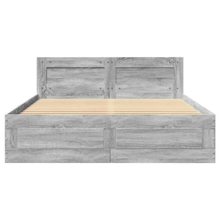 sengeramme med sengegavl 120x200 cm konstrueret træ grå sonoma