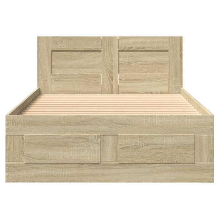 sengeramme med sengegavl 100x200 cm konstrueret træ sonoma-eg