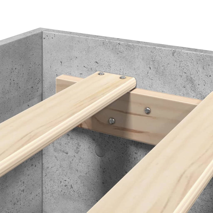 sengeramme med sengegavl 90x200 cm konstrueret træ betongrå