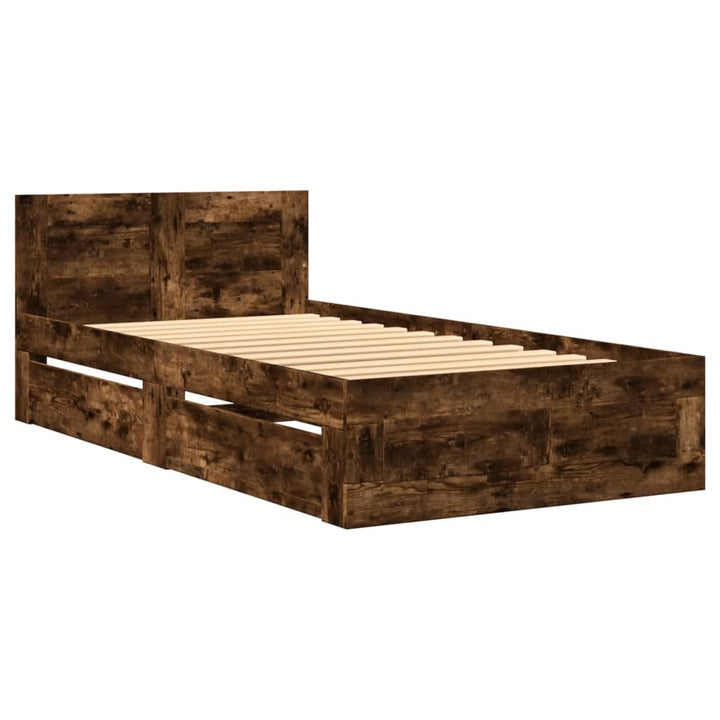 sengeramme med sengegavl 90x200 cm konstrueret træ røget eg