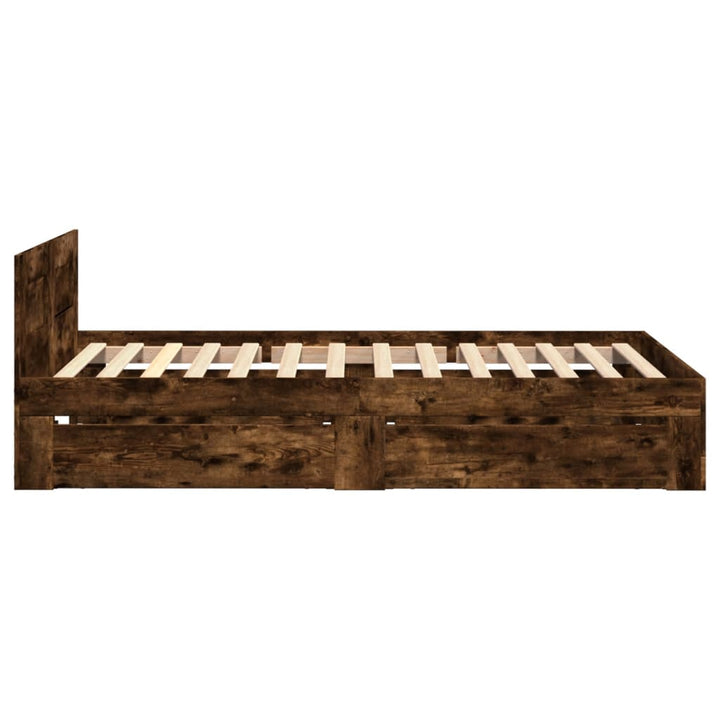 sengeramme med sengegavl 90x200 cm konstrueret træ røget eg