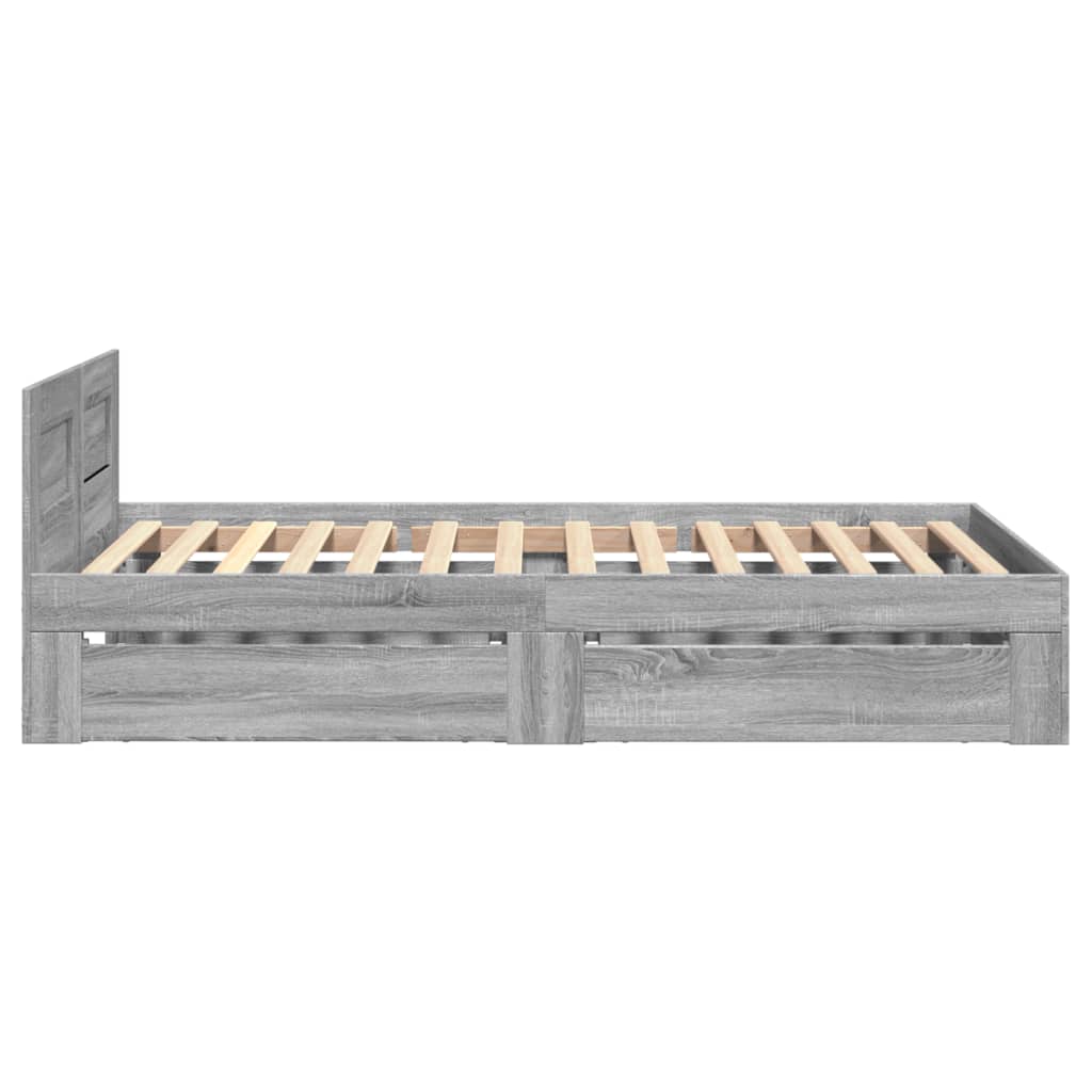 sengeramme med sengegavl 90x200 cm konstrueret træ grå sonoma
