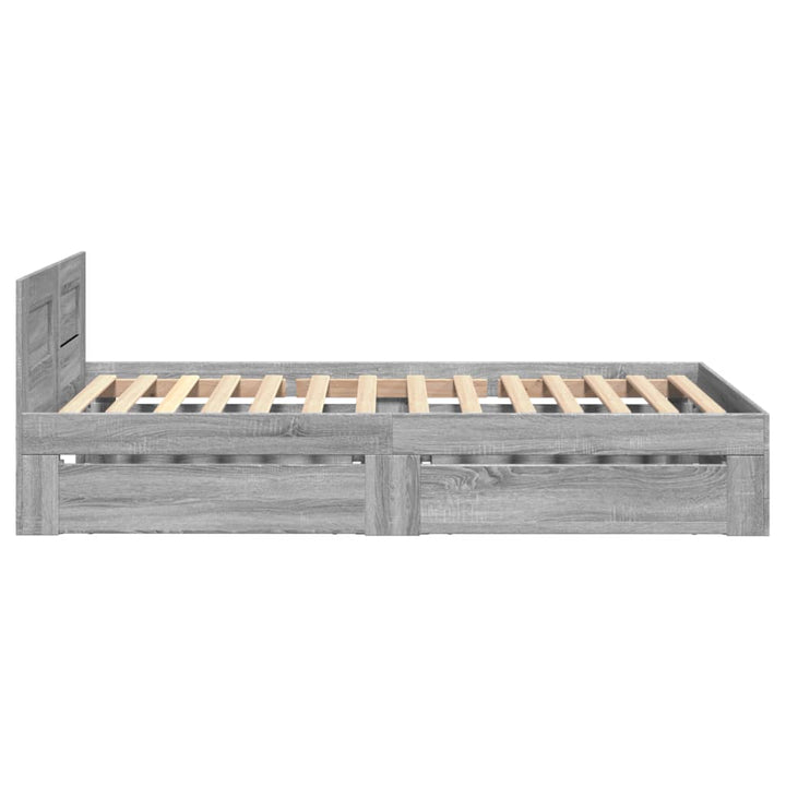 sengeramme med sengegavl 90x200 cm konstrueret træ grå sonoma