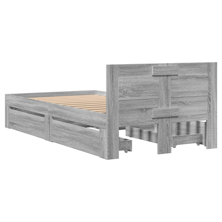 sengeramme med sengegavl 90x200 cm konstrueret træ grå sonoma
