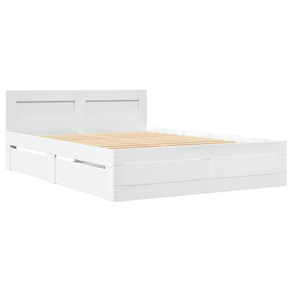 Sengeramme med hovedgærde uden madras Hvid 140x190 cm