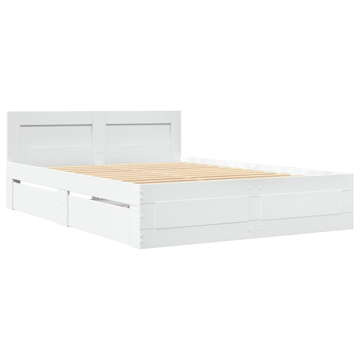 Sengeramme med hovedgærde uden madras Hvid 140x190 cm