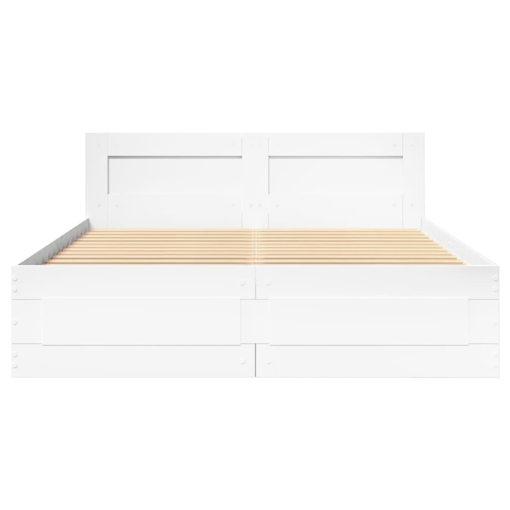 Sengeramme med hovedgærde uden madras Hvid 140x190 cm