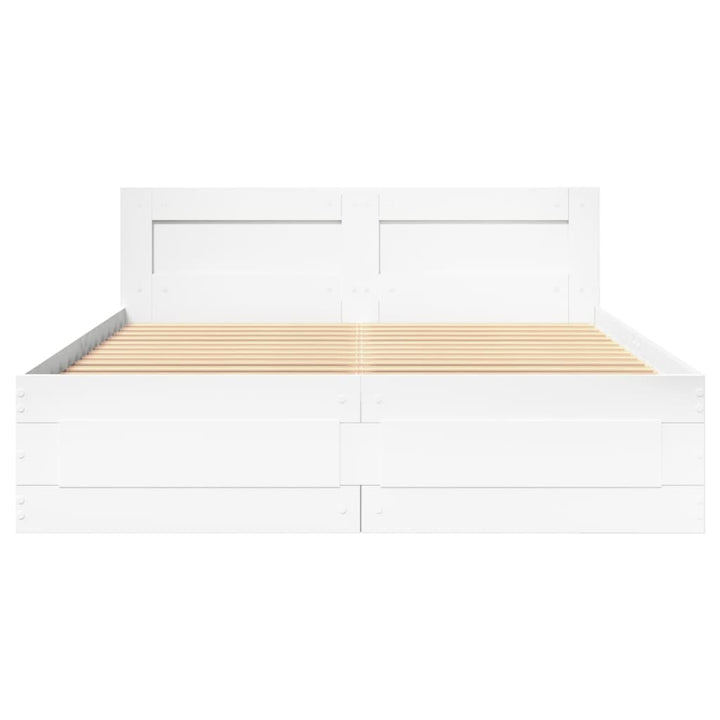 Sengeramme med hovedgærde uden madras Hvid 140x190 cm