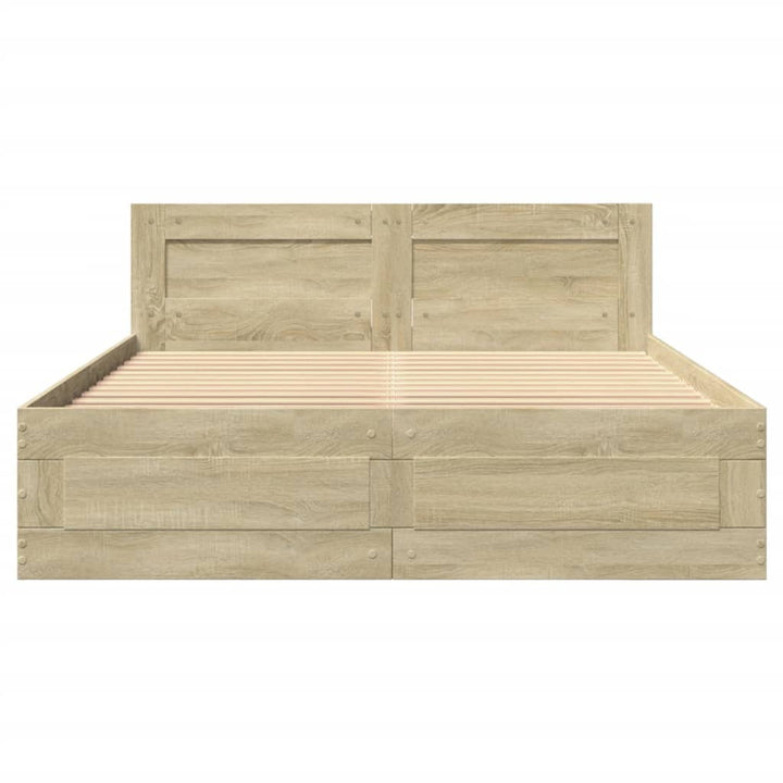 sengeramme med sengegavl 135x190 cm konstrueret træ sonoma-eg