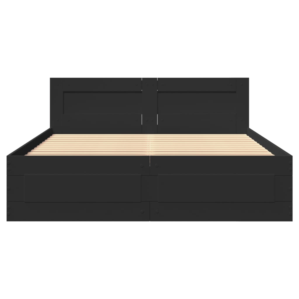 sengeramme med sengegavl 120x190 cm konstrueret træ sort